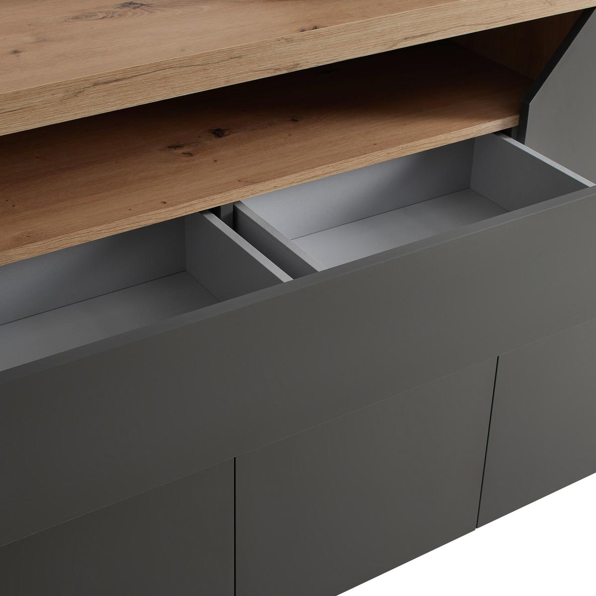 Sideboard Pepe Graphitfarben/Eiche Artisan - Graphitfarben/Schwarz, MODERN, Holzwerkstoff/Kunststoff (180/90/40cm) - Mömax