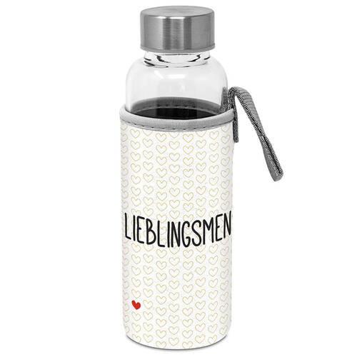Trinkflasche Lieblingsmensch ca. 350ml - Multicolor, Modern, Glas (19cm)