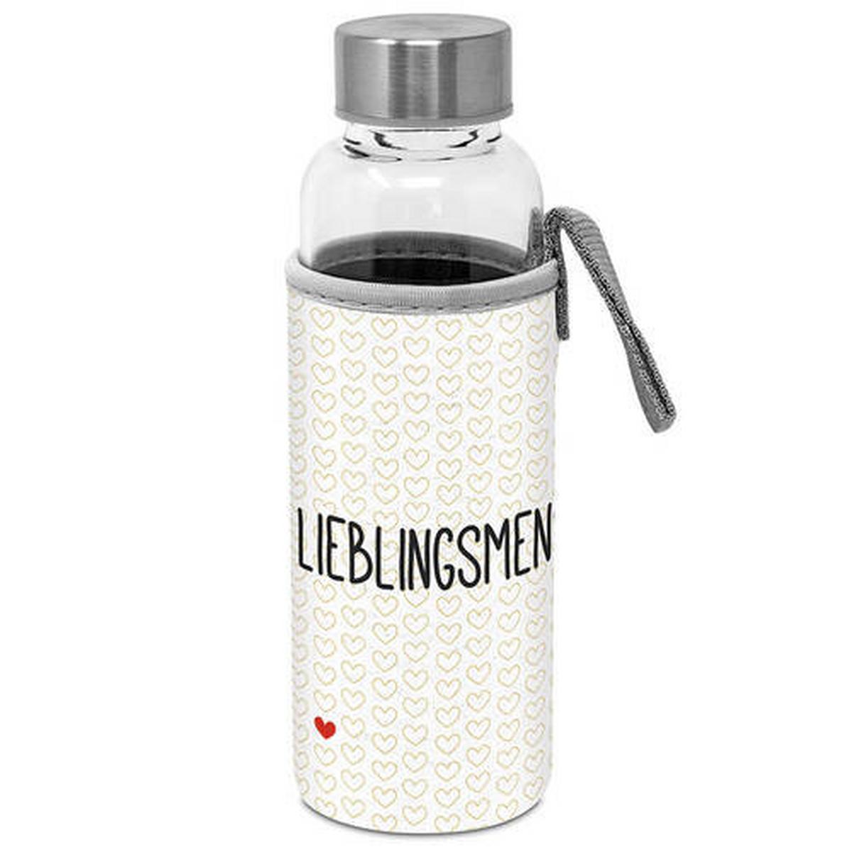 Trinkflasche Lieblingsmensch ca. 350ml - Multicolor, Modern, Glas (19cm)