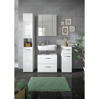 Badezimmer Ice 4-tlg. ca. 120 cm Weiß - Weiß Hochglanz/Silberfarben, MODERN, Holzwerkstoff/Kunststoff (120cm) - MID.YOU