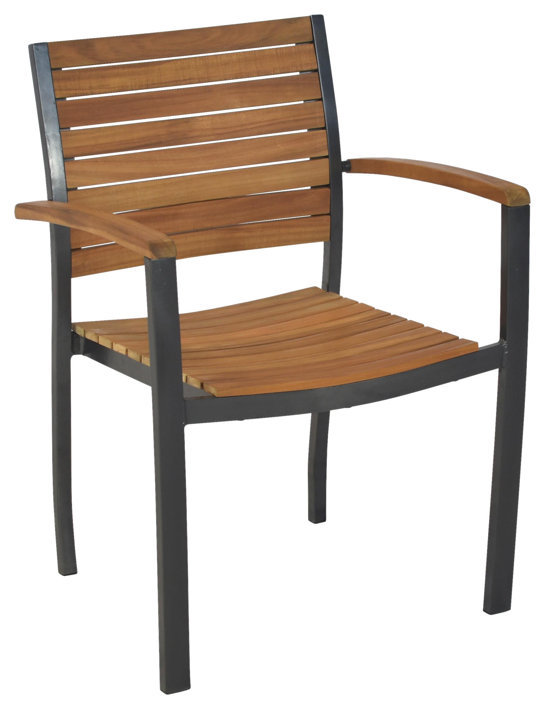 Vrtni Stol Santorin, Aluminij, Masivno, 2 Kos - barve grafita/naravne barve, Moderno, kovina/les (61/84/42cm) - Gardenson