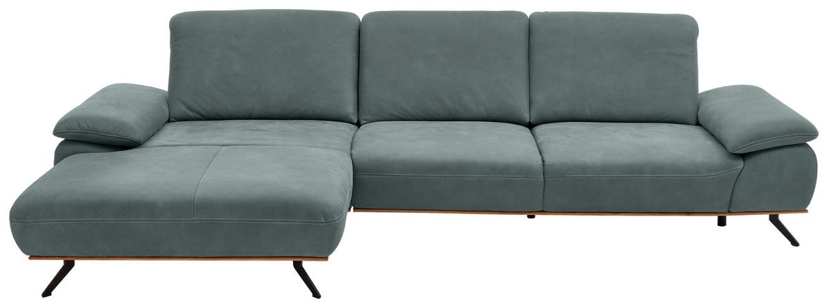 Wohnlandschaft Erling Grün - Beige/Schwarz, MODERN, Leder/Metall (187/89/322cm) - Premium Living