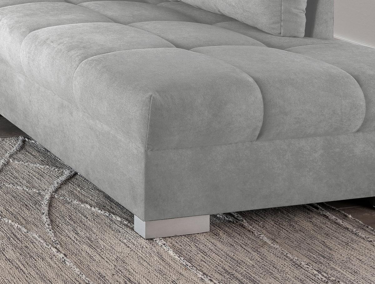 Wohnlandschaft Alvito Hellgrau Nylon/Mikrofaser - Silberfarben/Hellgrau, Design, Holz/Textil (298/202cm) - MID.YOU