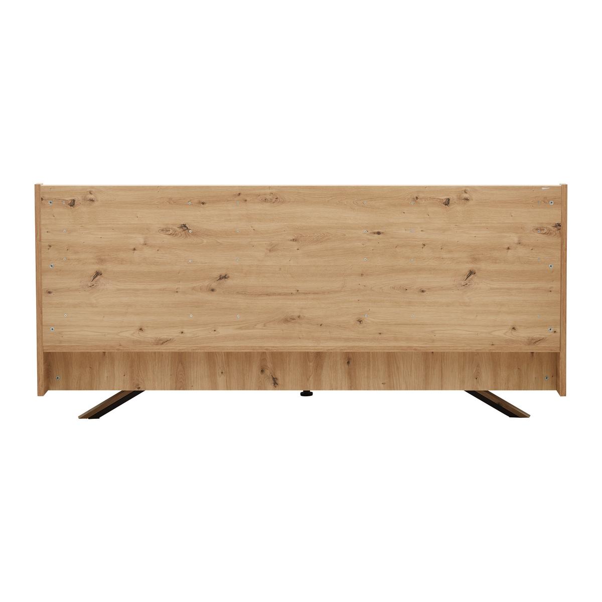 Pat tapițat Dormio cca 180X200 cm stejar/șampanie - culoare lemn stejar/șampanie, Modern, lemn/textil (180/200cm) - Bessagi Home