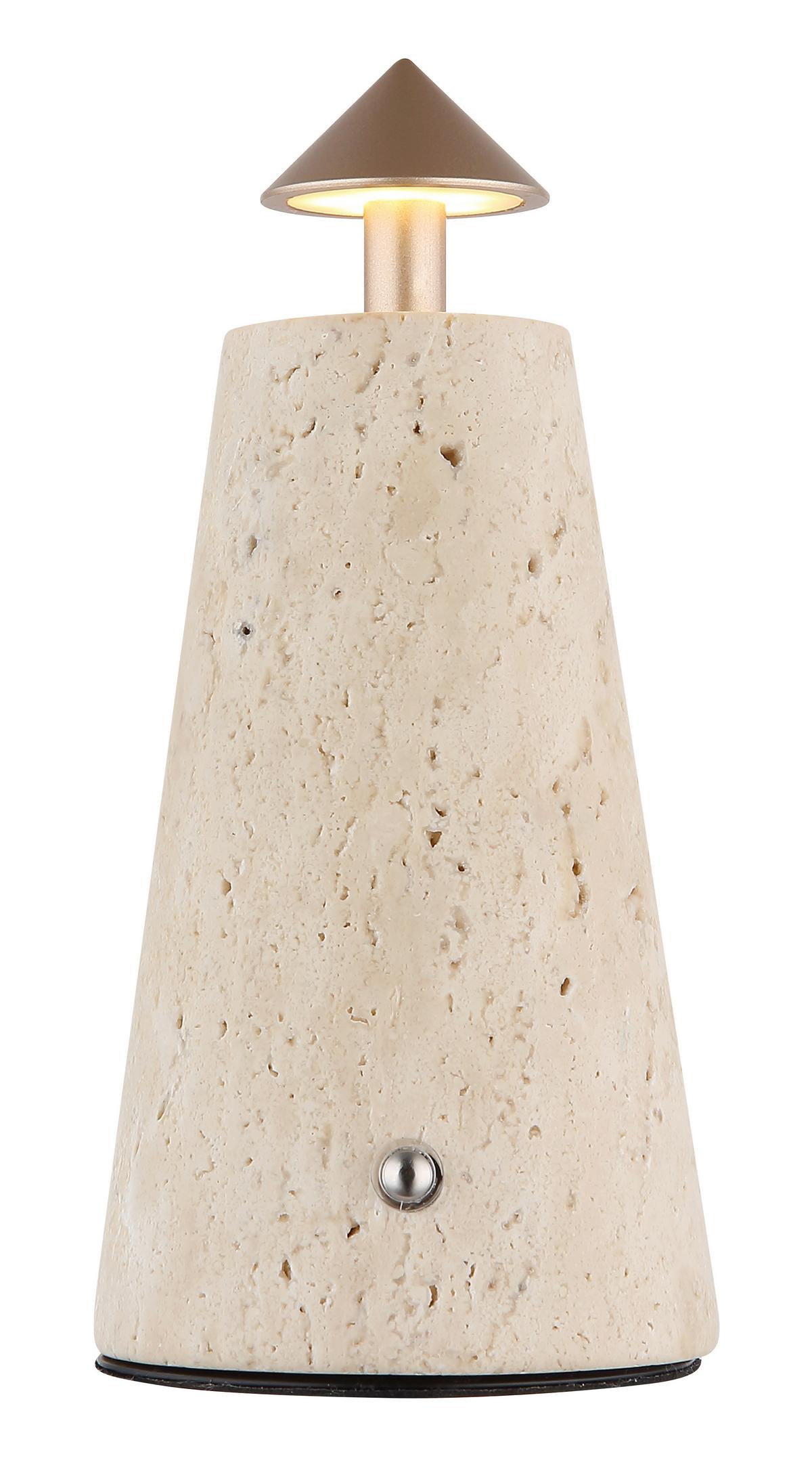 AKKU-TISCHLEUCHTE 21037C LIVA - Weiss/Schwarz, Design, Kunststoff/Stein (9/19cm) - Globo