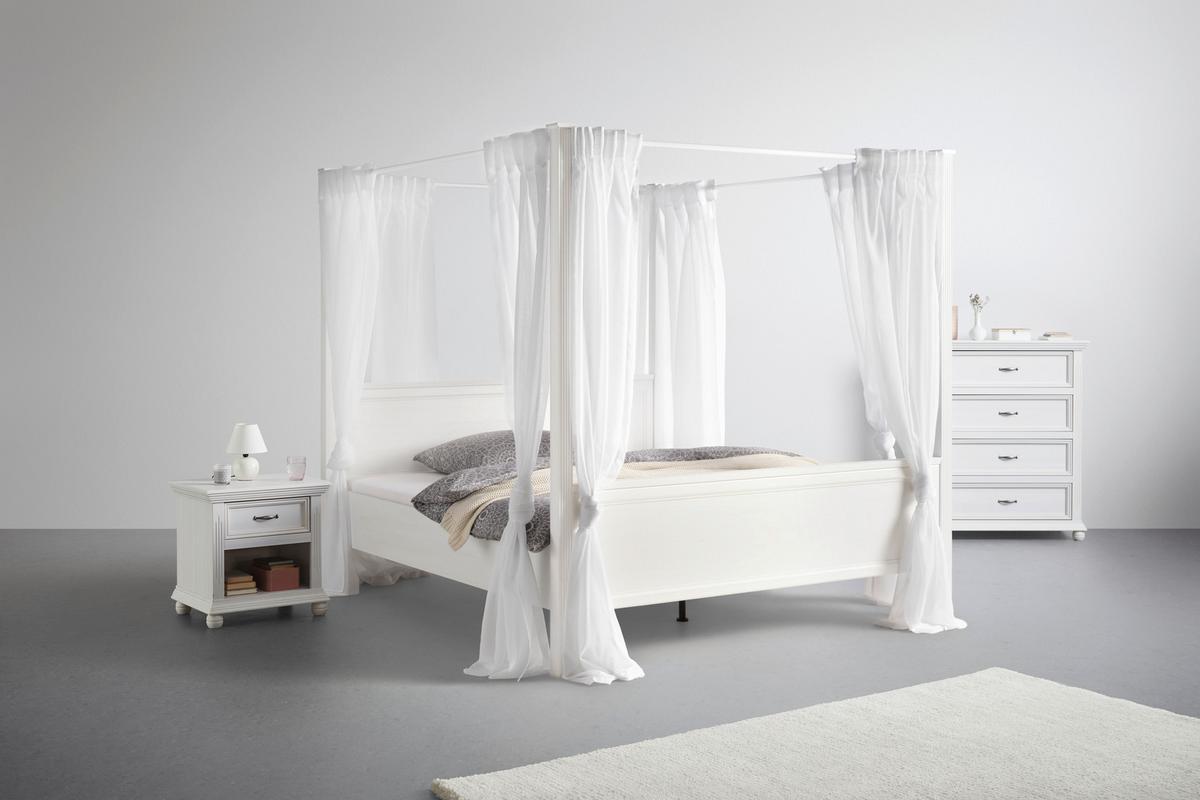 Himmelbett Marilou in Weiss ca. 180x200cm - Weiss/Schwarz, Romantik / Landhaus, Holzwerkstoff/Kunststoff (180/200cm) - Zandiara