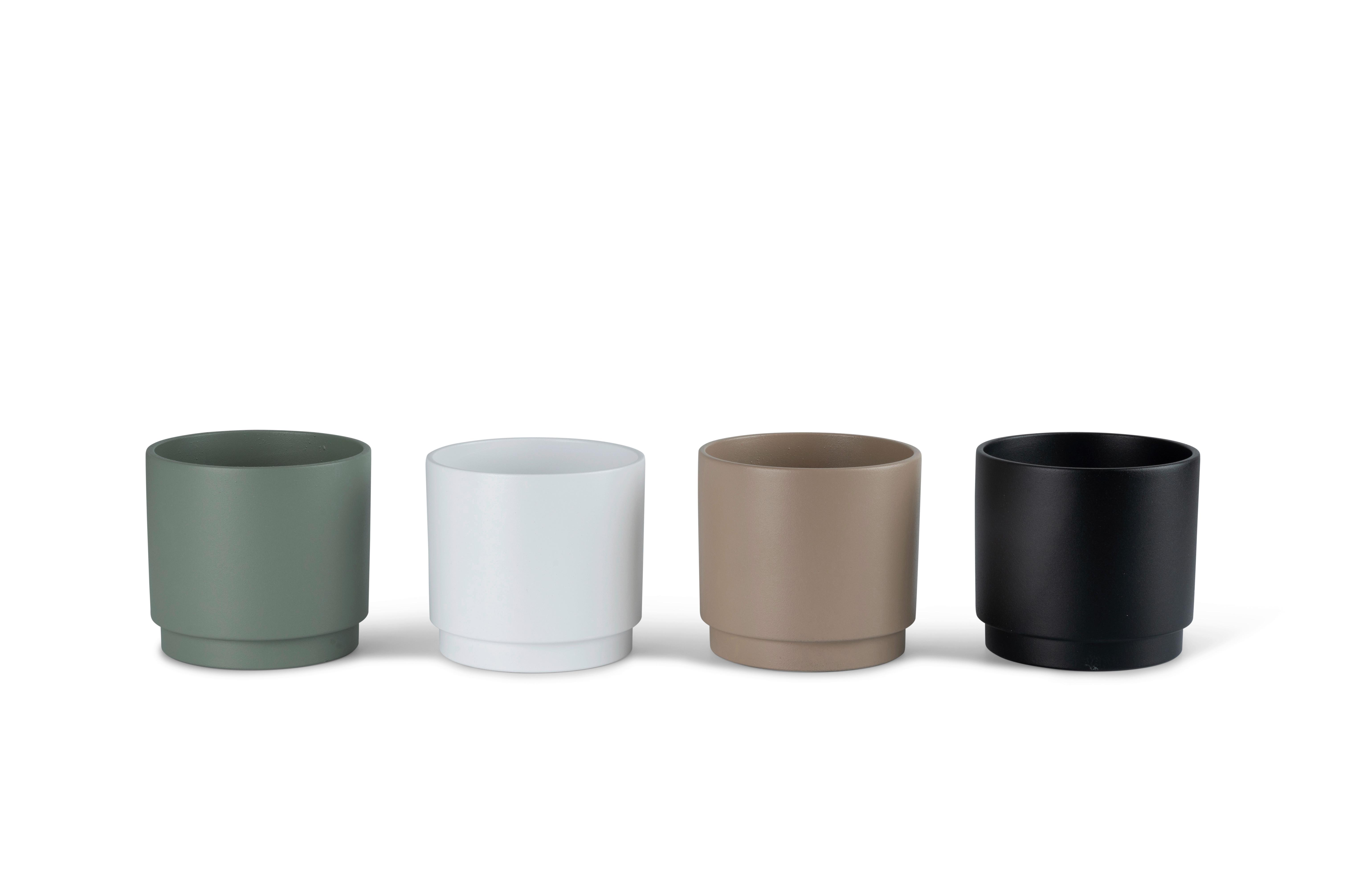 Pflanztopf Lou in diversen Farben - Beige/Schwarz, KONVENTIONELL, Keramik (13,7/12,6cm) - Mömax