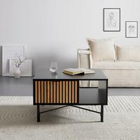 Stolić Madrid - prirodne boje/crna, Moderno, metal/drvo (70/70/43cm) - Modern Living