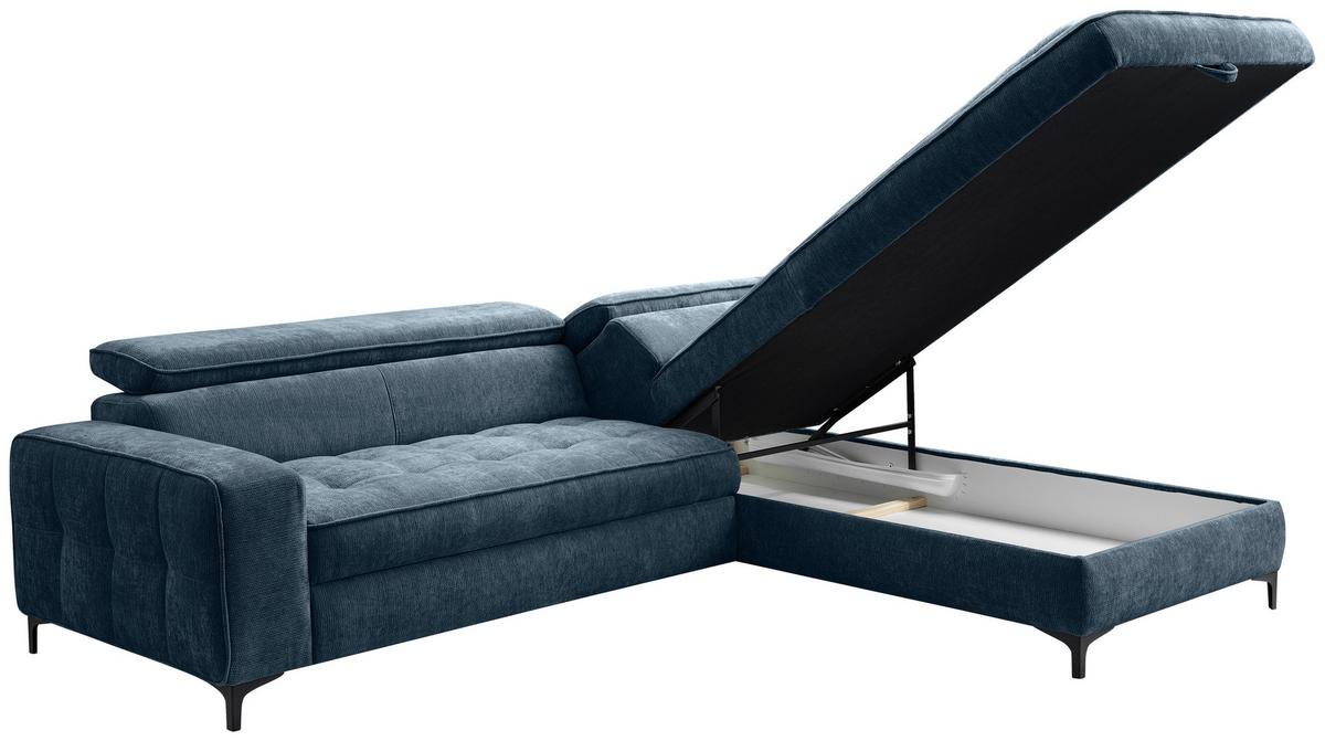 Kutna Garnitura Talia - plava/crna, Basics, tekstil/metal (251/70-90/203cm) - Modern Living