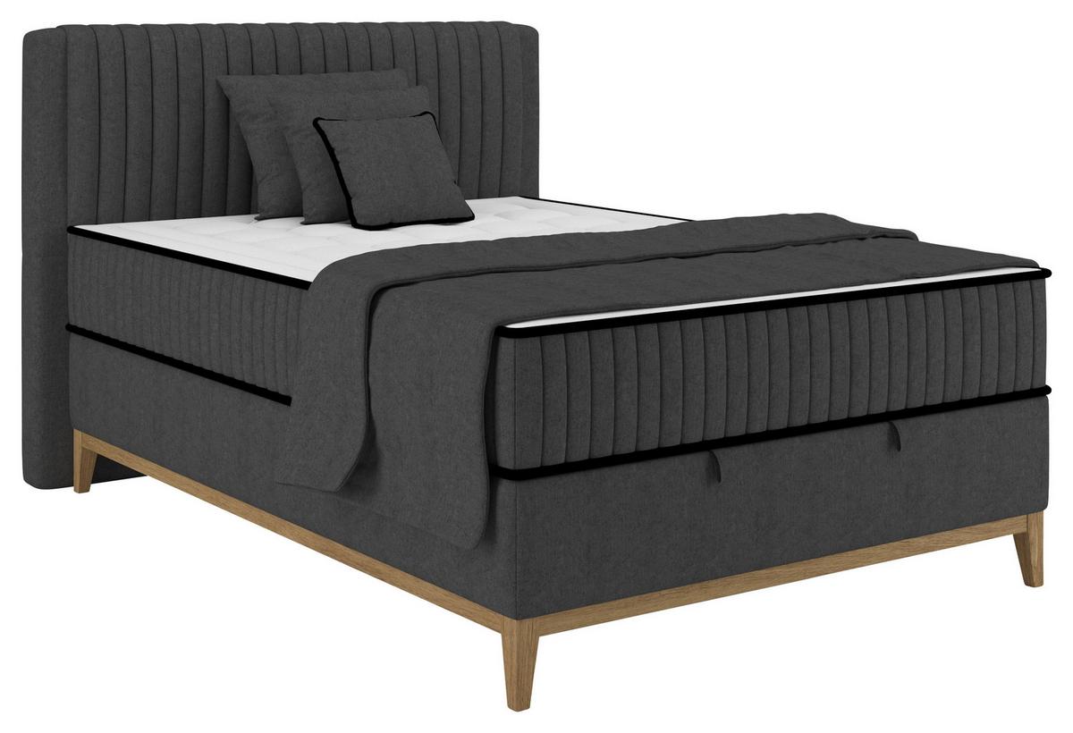 Bett Elena Schwarz ca. 120x200cm - Schwarz, KONVENTIONELL, Holz/Holzwerkstoff (120/200cm) - Sembella
