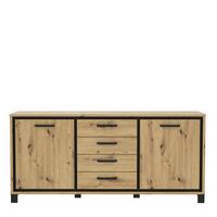 Sideboard "Trondheim" , Schwarz, Eiche - Eichefarben/Schwarz, Basics, Holzwerkstoff/Kunststoff (178.4cm) - Livetastic
