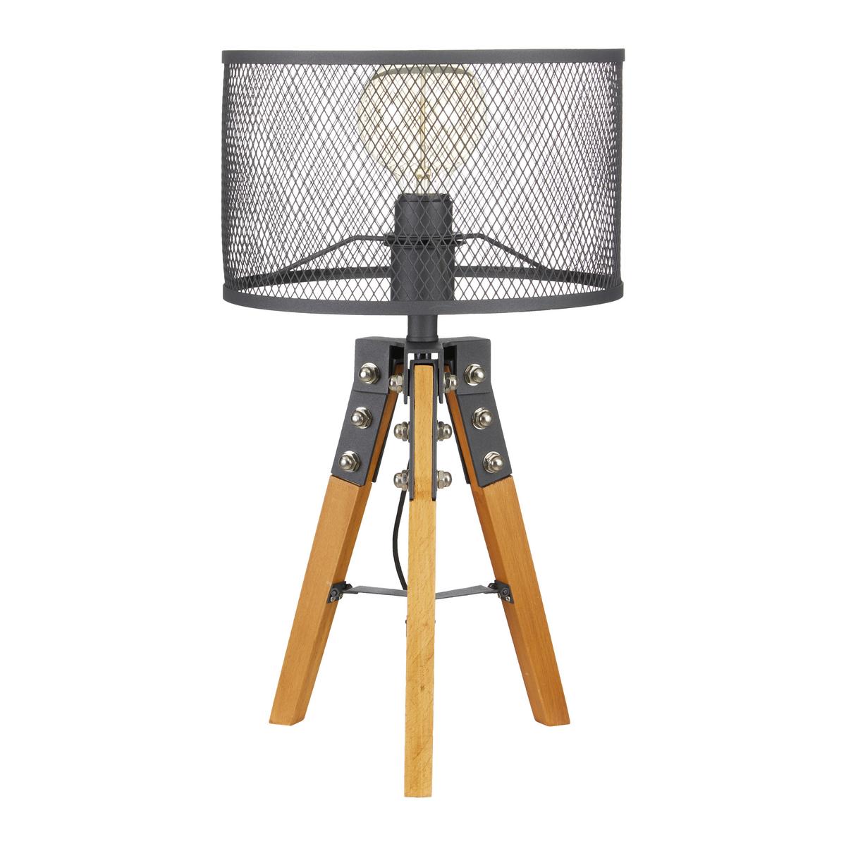 Asztali Lámpa Seraphina - fekete, Modern, fém/fa (30/50cm) - Bessagi Home