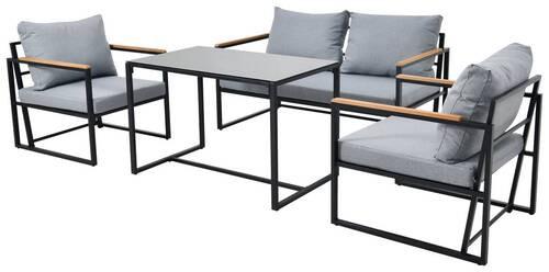 Lounge Garnitura Messina, Črna, Siva, 4-Delni Set - siva/črna, Moderno, kovina/steklo (66/68/73cm) - Beldano