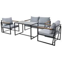 Lounge Garnitura Messina, Črna, Siva, 4-Delni Set - siva/črna, Moderno, kovina/steklo (66/68/73cm) - Beldano
