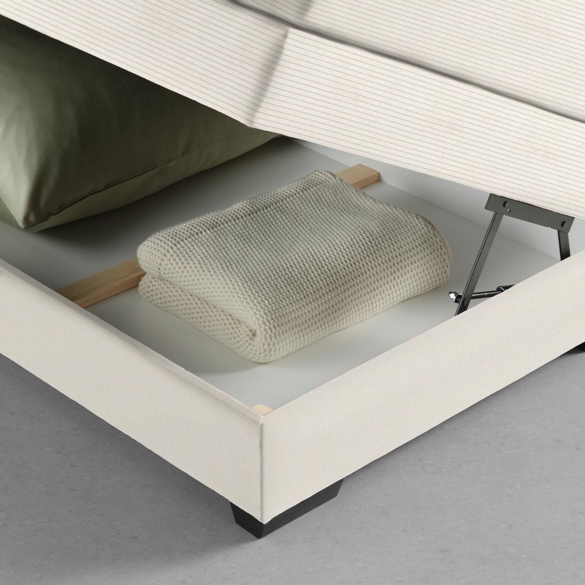 Boxspringbett Sevilla Beige ca. 140x200cm - Beige/Schwarz, KONVENTIONELL, Holz/Kunststoff (140/200cm) - Premium Living