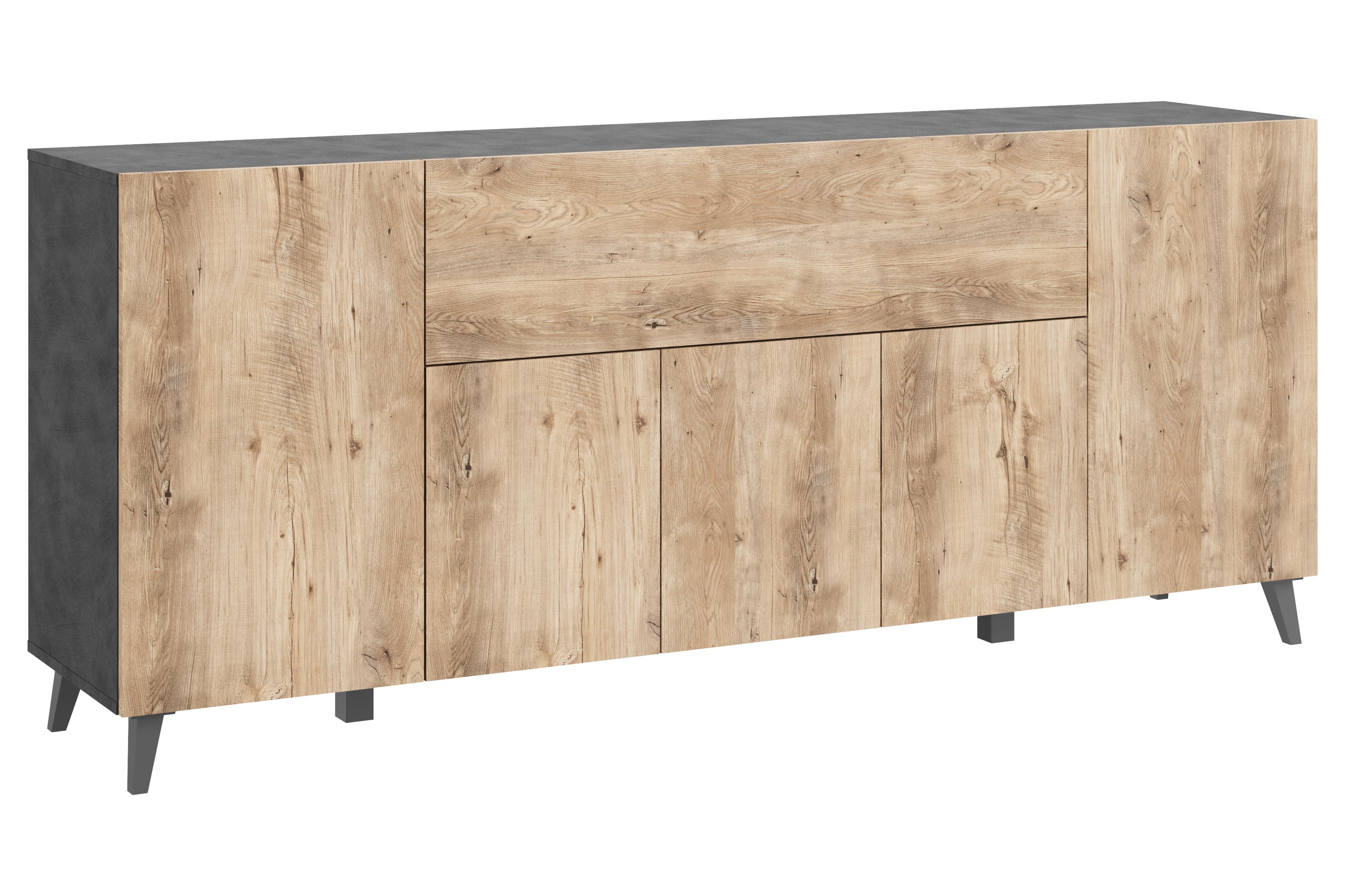 Sideboard Sideboard Phuket 180 - Kastanieneichefarben/Anthrazit, Design, Holzwerkstoff/Kunststoff (180/76/37,5cm) - P & B