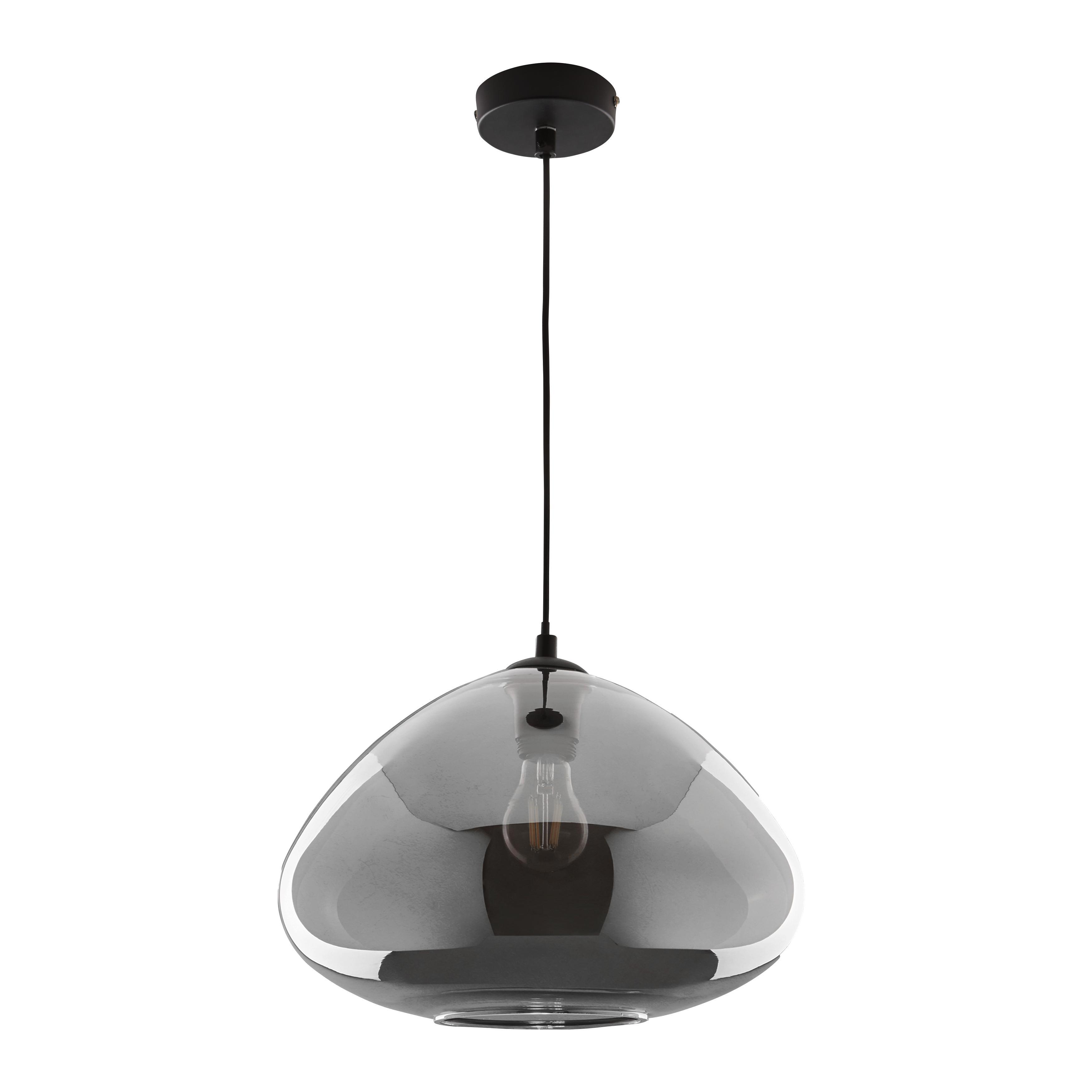 Hängeleuchte max. 60 Watt 'Santiago' - Schwarz, MODERN, Glas/Metall (30/175cm) - Bessagi Home