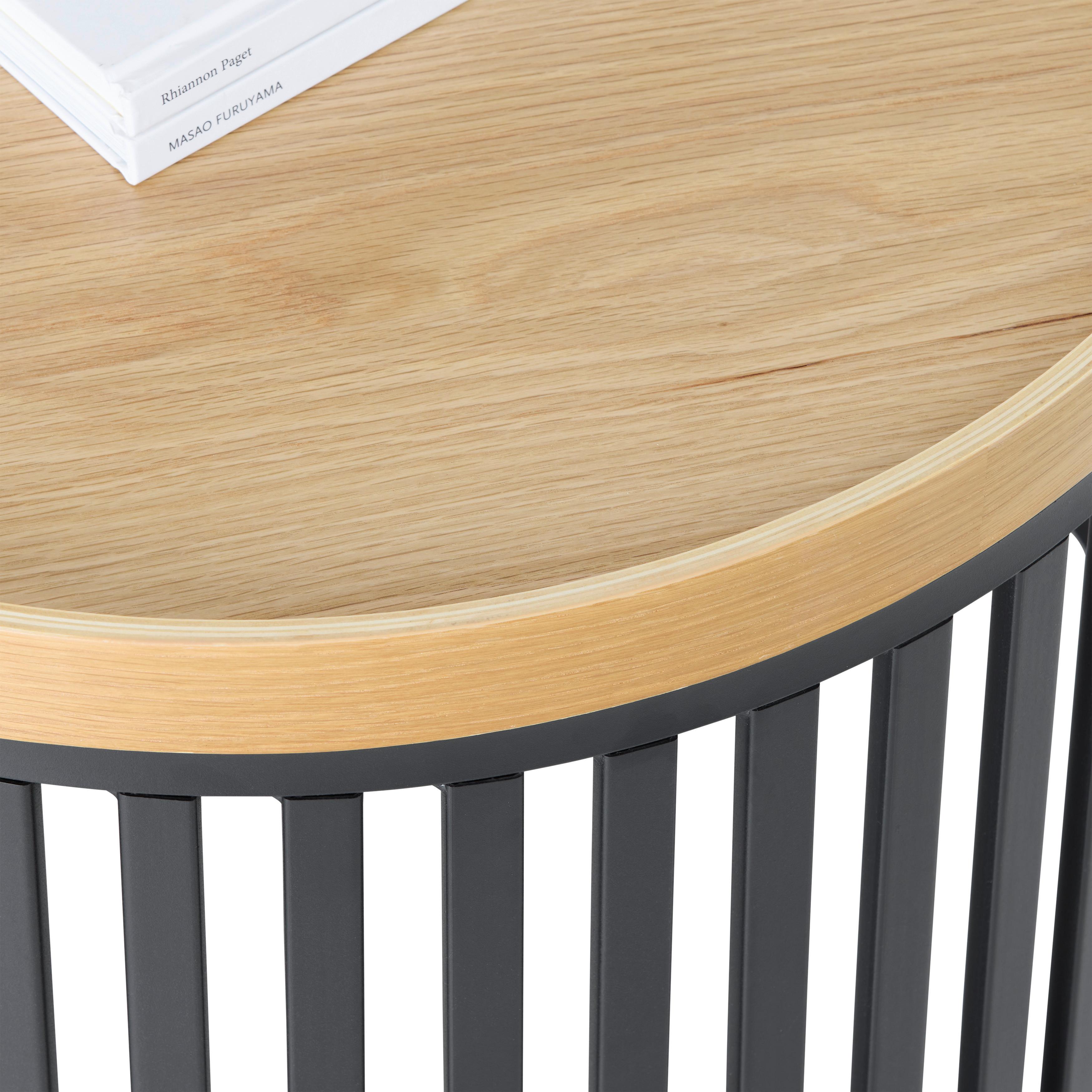 SOFFBORD JAIL - svart/naturfärgad, Modern, metall/trämaterial (60/60/35cm) - Mömax