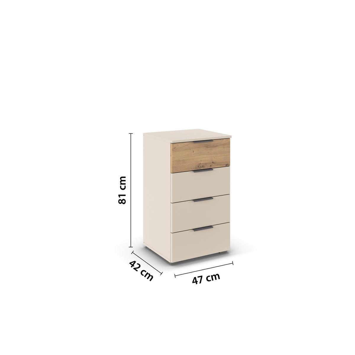 Kommode Ellmau Champagner/Eiche Artisan - Champagner/Eiche Artisan, KONVENTIONELL, Holzwerkstoff/Metall (47/81/42cm) - Premium Living