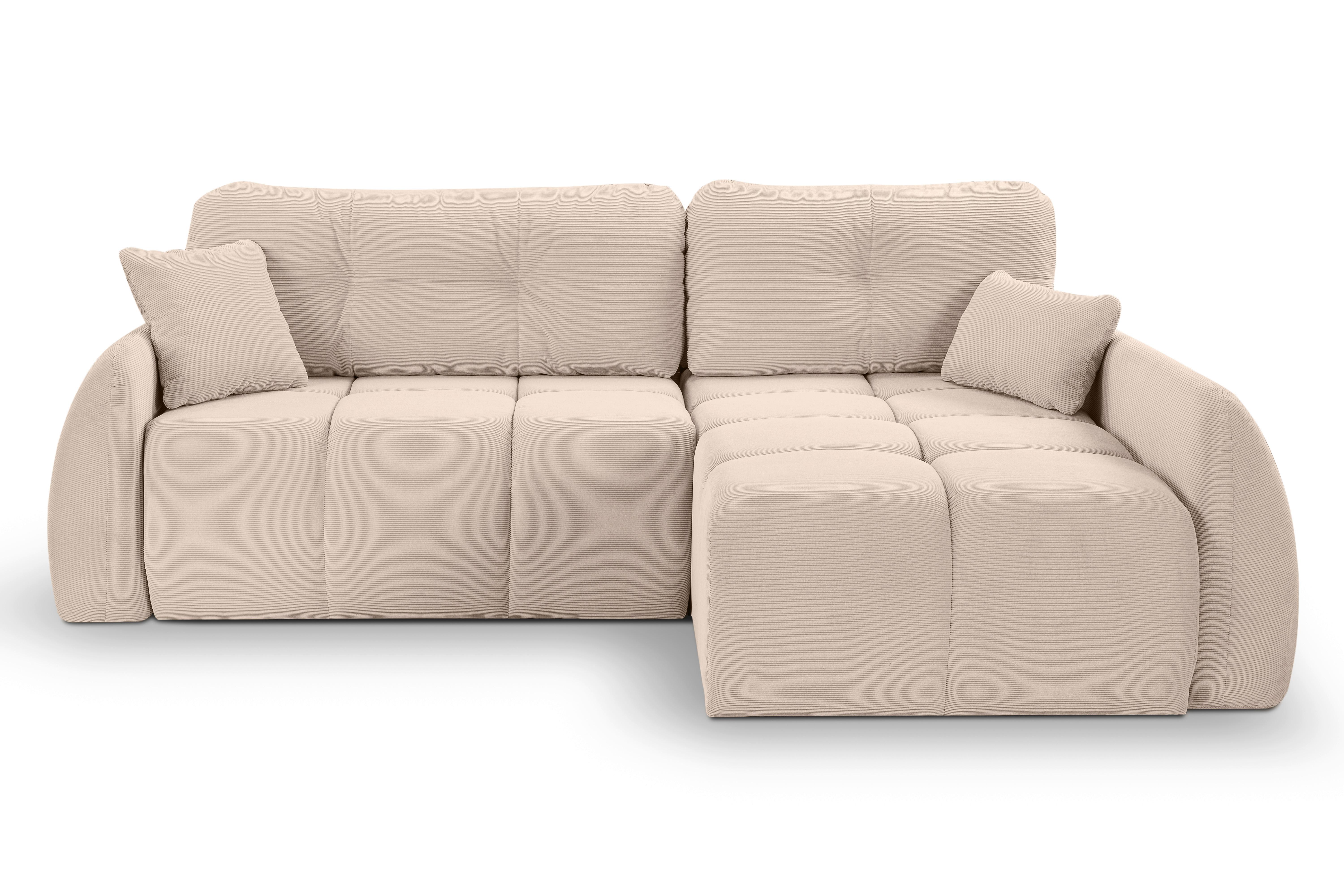 Ecksofa Sancho Long Beige - Beige/Schwarz, Basics, Holz/Kunststoff (255/155cm) - MID.YOU