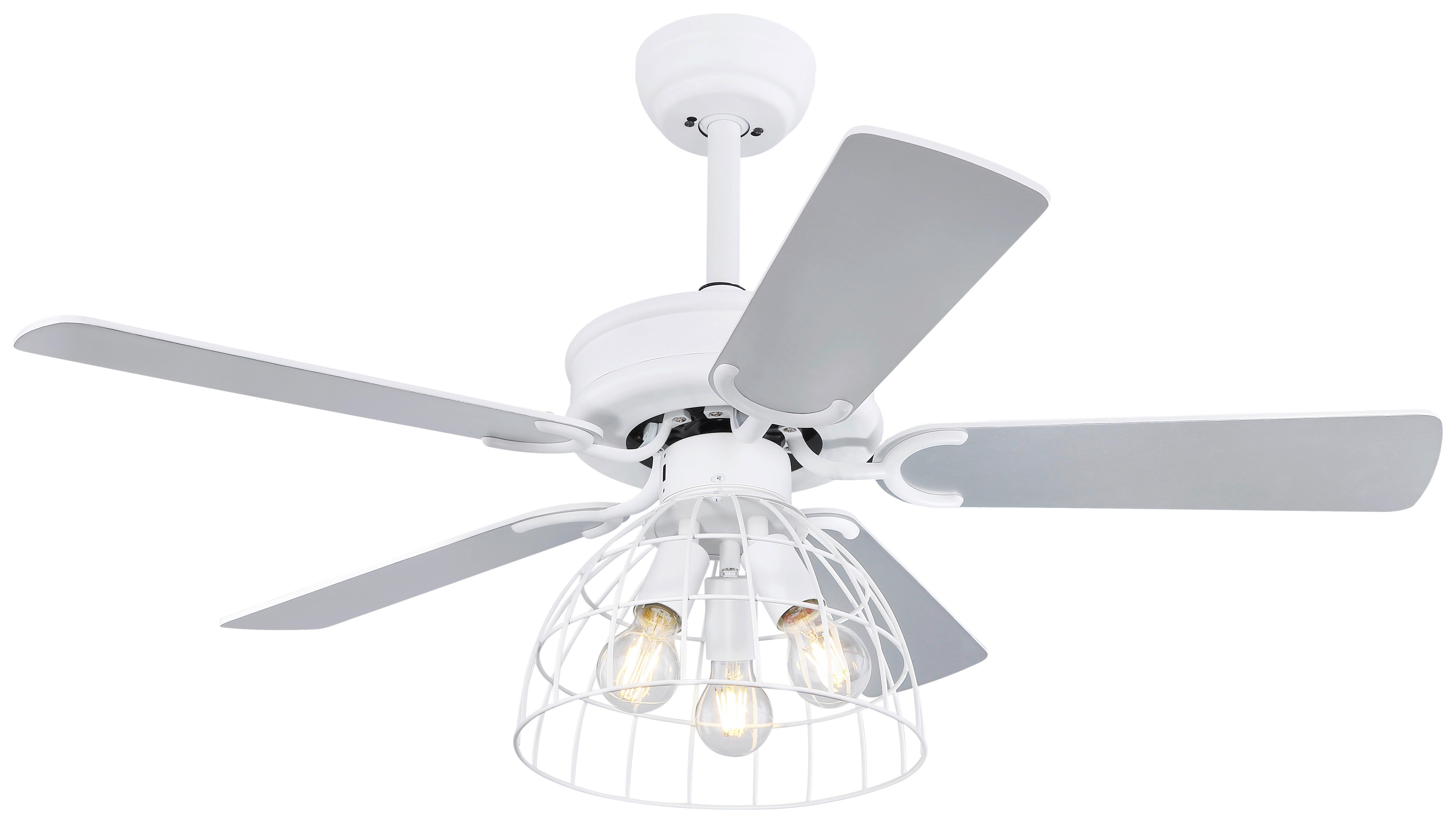 Deckenventilator Sallie max. 60 Watt - Weiß/Grau, Basics, Holz/Metall (106/58cm) - Globo