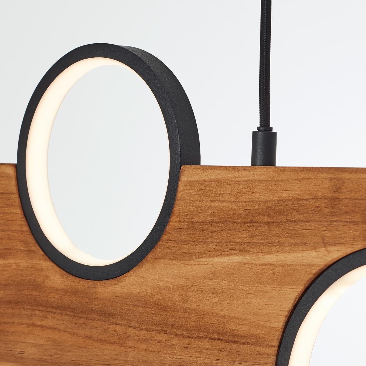 LED-Hängeleuchte Cheesy Hellbraun/Schwarz max. 34 Watt - Hellbraun/Schwarz, Natur, Holz/Metall (100/6/150cm) - Brilliant
