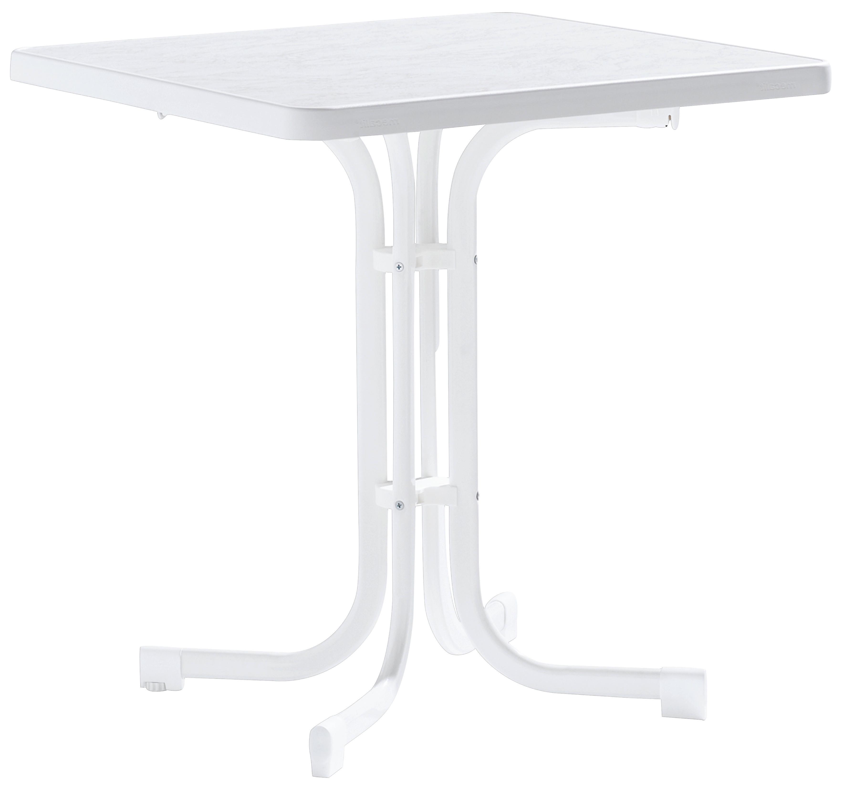 Gartentisch Weiß wetterfest Tischplatte aus mecalit®-PRO - Weiß, MODERN, Holzwerkstoff/Metall (70/70/72cm) - Sieger