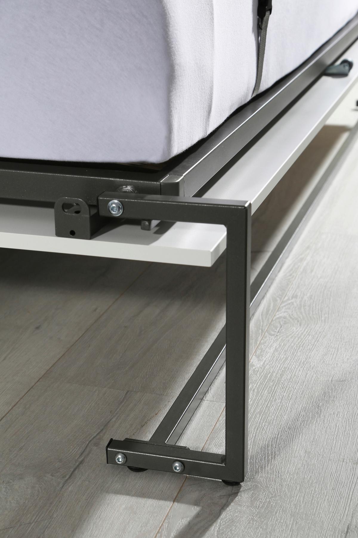 Zložljiva Postelja Tamino, Bela, 90x200 - temno siva/bela, Design, kovina/leseni material (90/200cm) - Xora