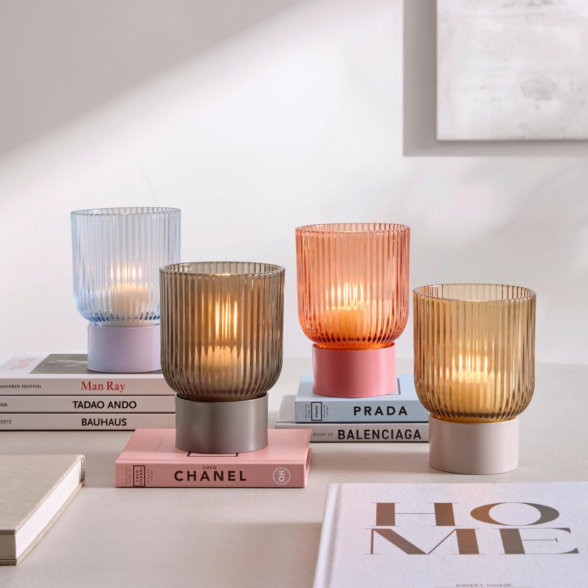 Svijećnjak Čaša Teo - svijetlo ružičasta/svijetlo smeđa, staklo/metal (10/14cm) - Mömax