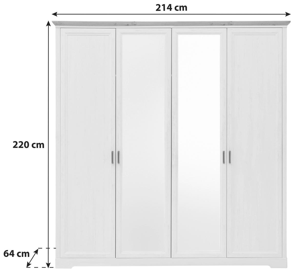 Ormar Sa Klasičnim Vratima Jasmin Ii - boja nikla/grafitno siva, Lajfstajl, metal/pločasti materijal (214/220/64cm) - Zandiara