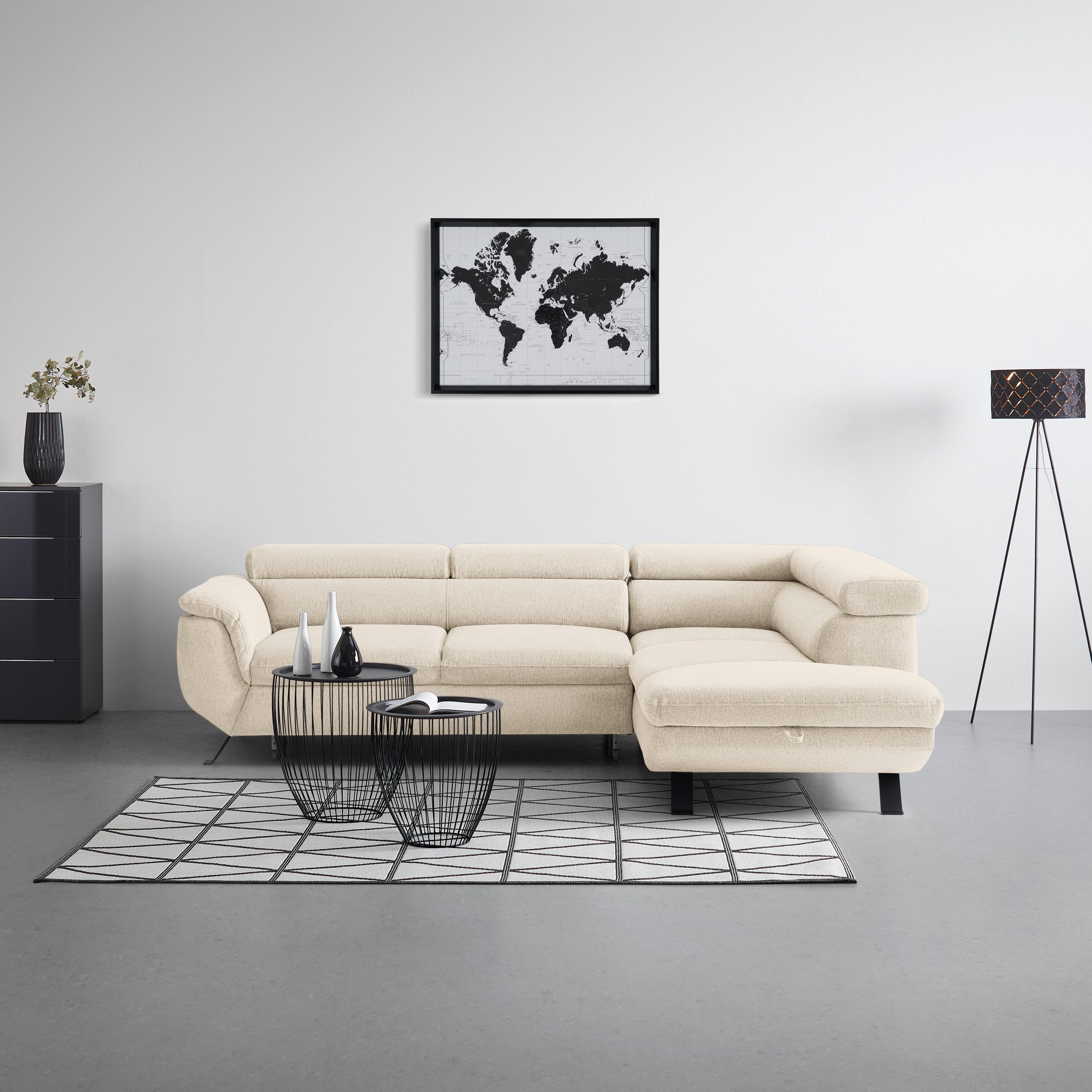 Ecksofa Raven Beige - Beige/Schwarz, MODERN, Textil/Metall (257/198cm) - Mömax