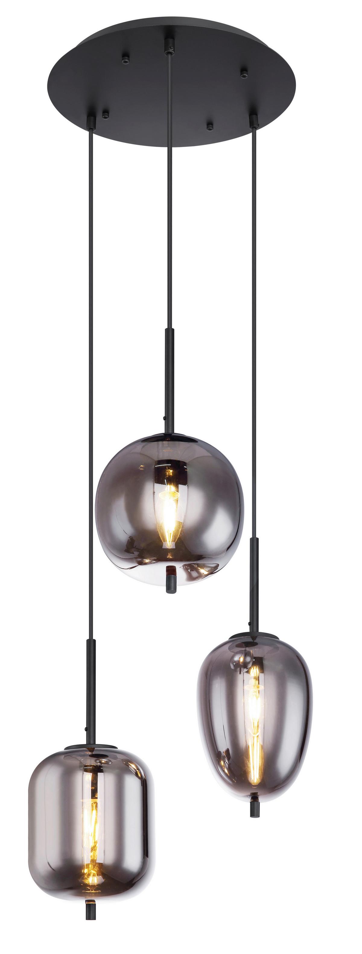 LAMPA WISZĄCA 15345-3 - czarny/szary, Design, metal/szkło (46/120cm) - Globo