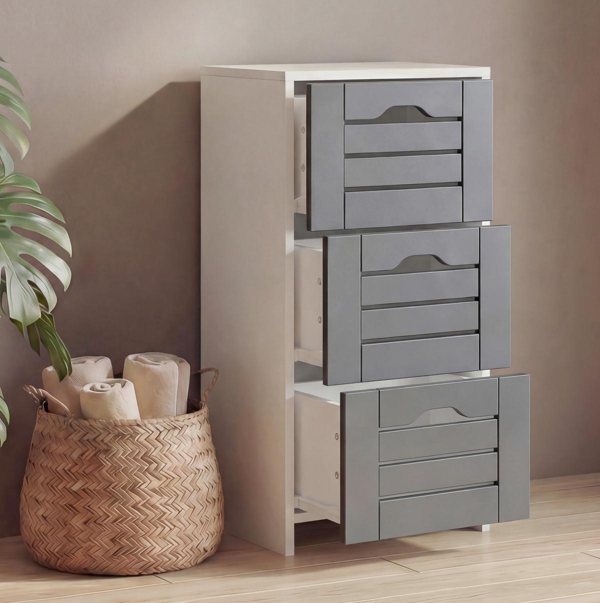 Midischrank Flonali - Weiss/Anthrazit, Trend, Holzwerkstoff (38/76/28cm) - MID.YOU