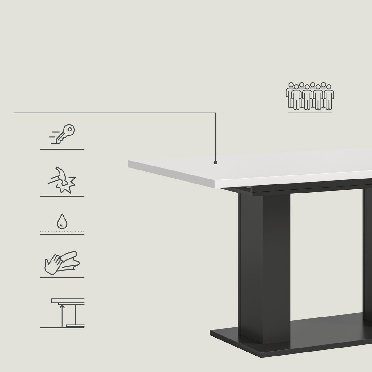 Ausziehtisch Marlon ca. 150-190 cm Weiß/Grau - Weiß/Grau, KONVENTIONELL, Holzwerkstoff (150-190/90/76cm) - MID.YOU