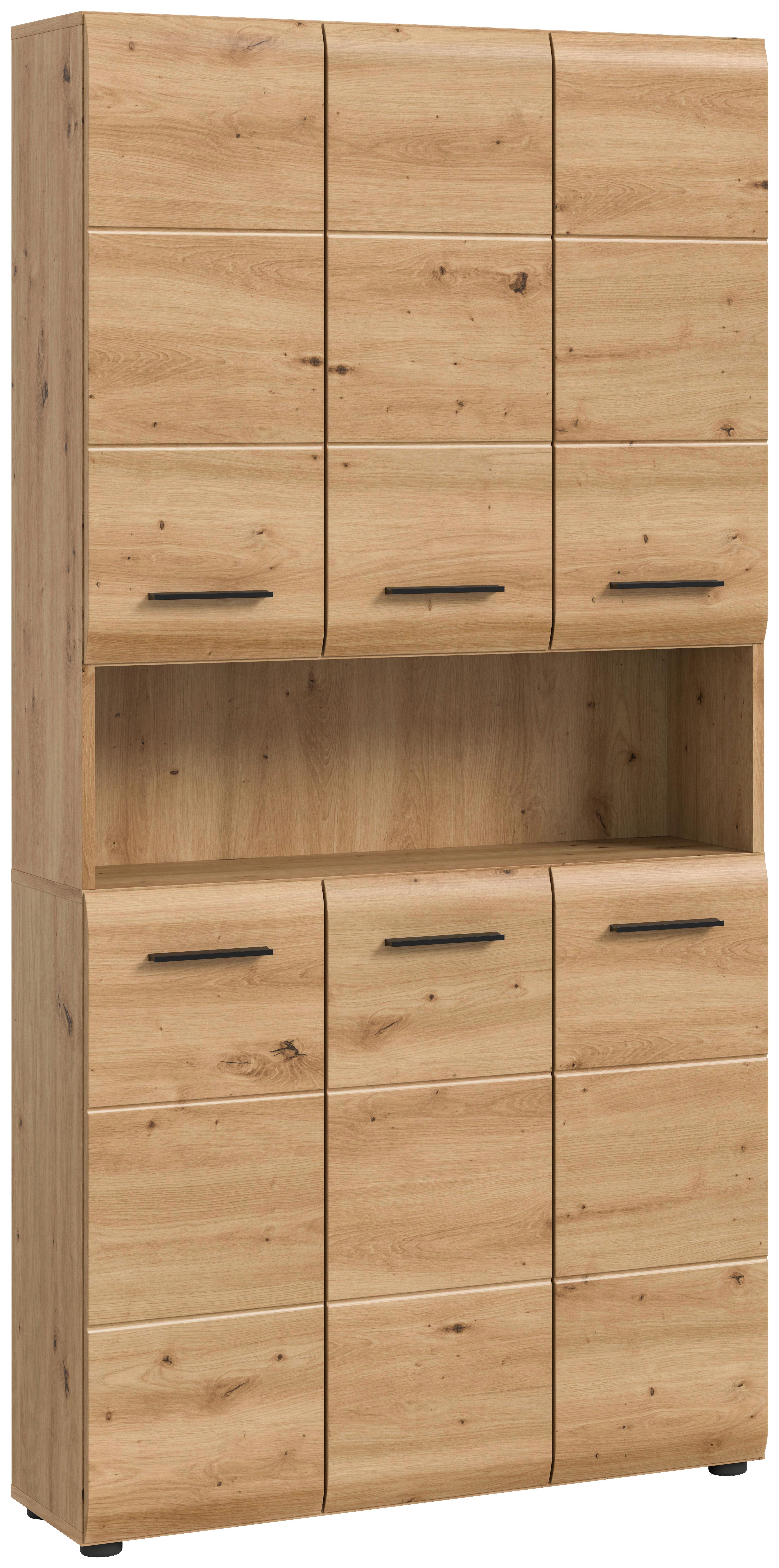 Visoki Element Ice - hrast Artisan/crna, Basics, drvni materijal/plastika (90/185/30cm) - MID.YOU