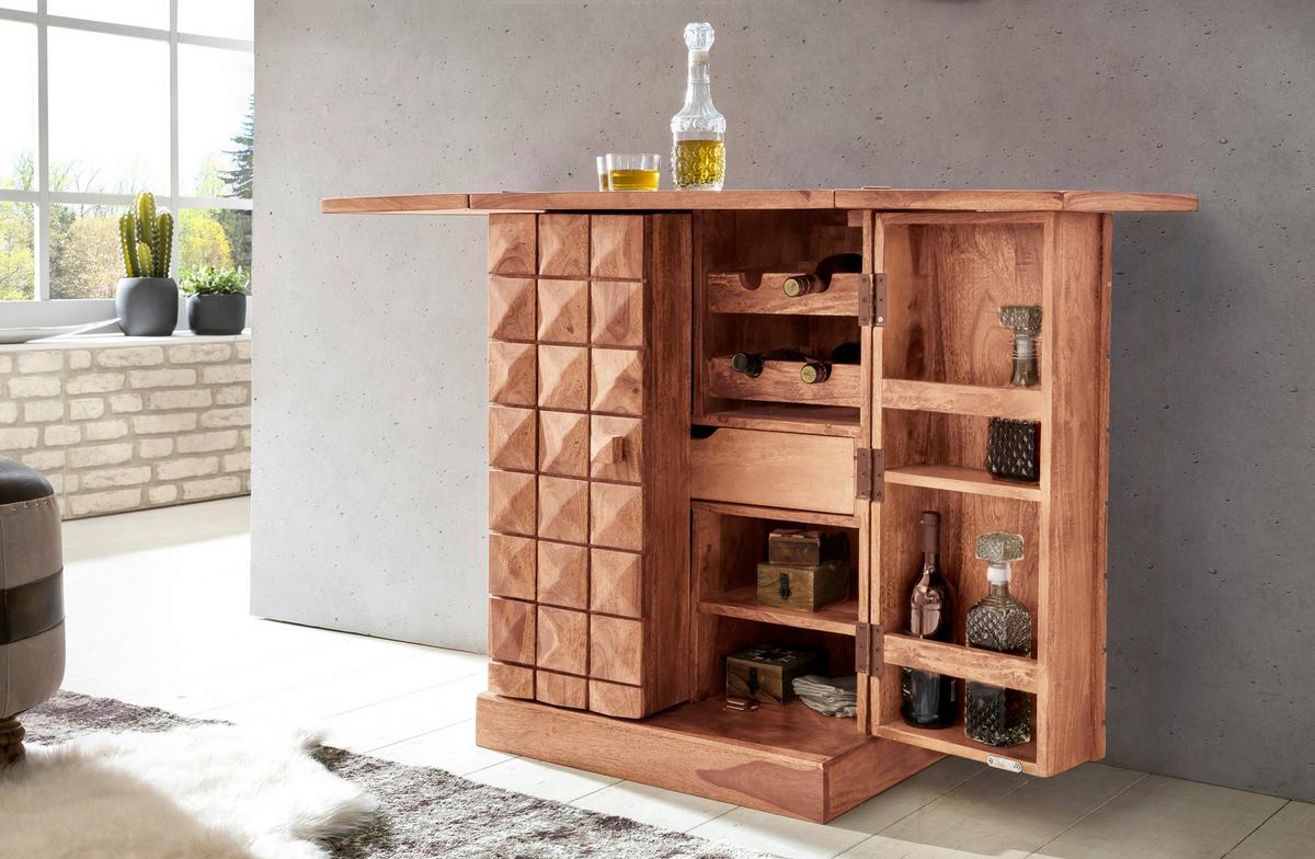 Barschrank ca. 64x91 cm Akazie massiv - Akaziefarben, Design, Holz (65/91/50cm) - MID.YOU