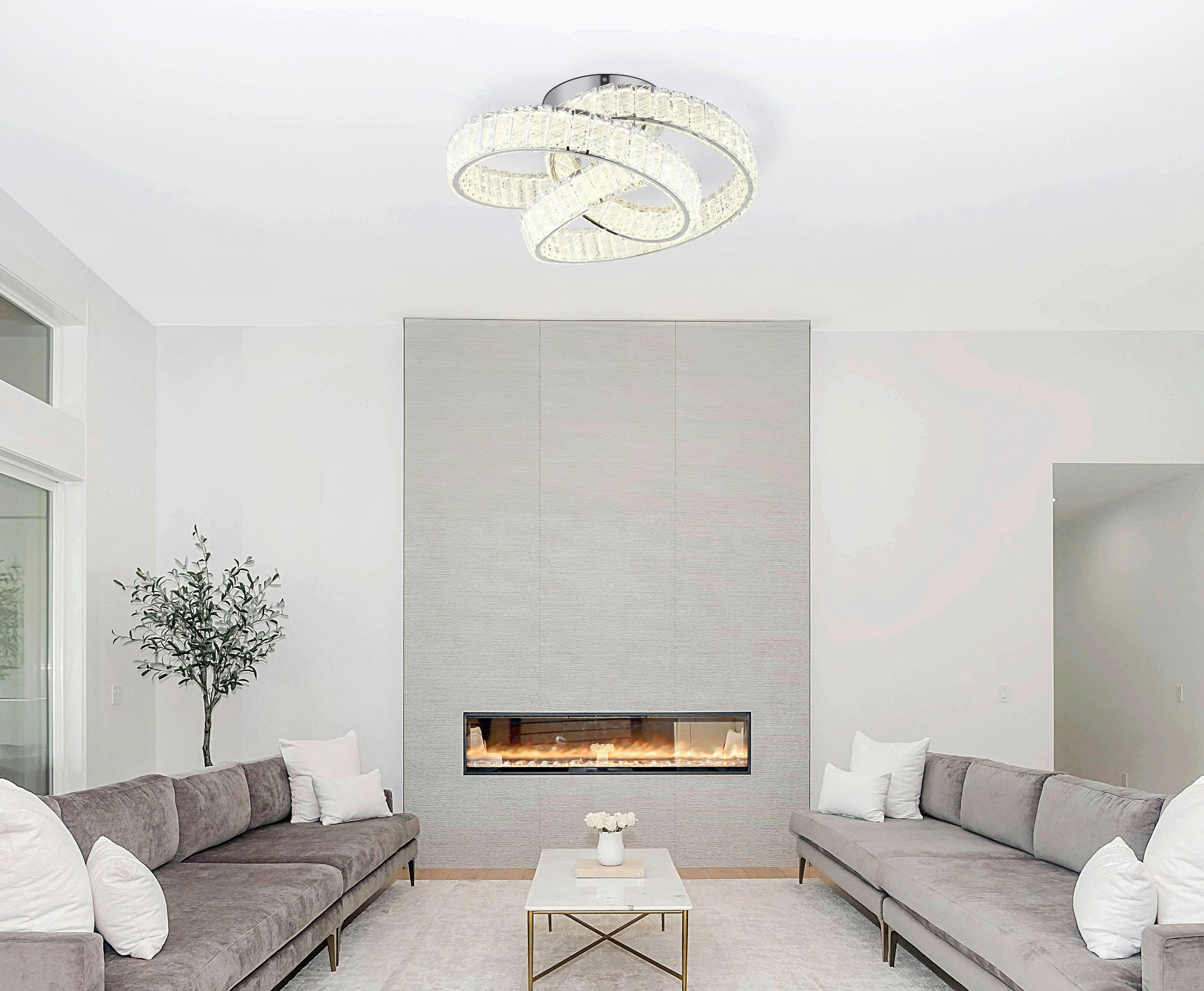 LED-DECKENLEUCHTE 67162D MUCKY - Klar/Chromfarben, Konventionell, Glas/Metall (60/26cm) - Globo