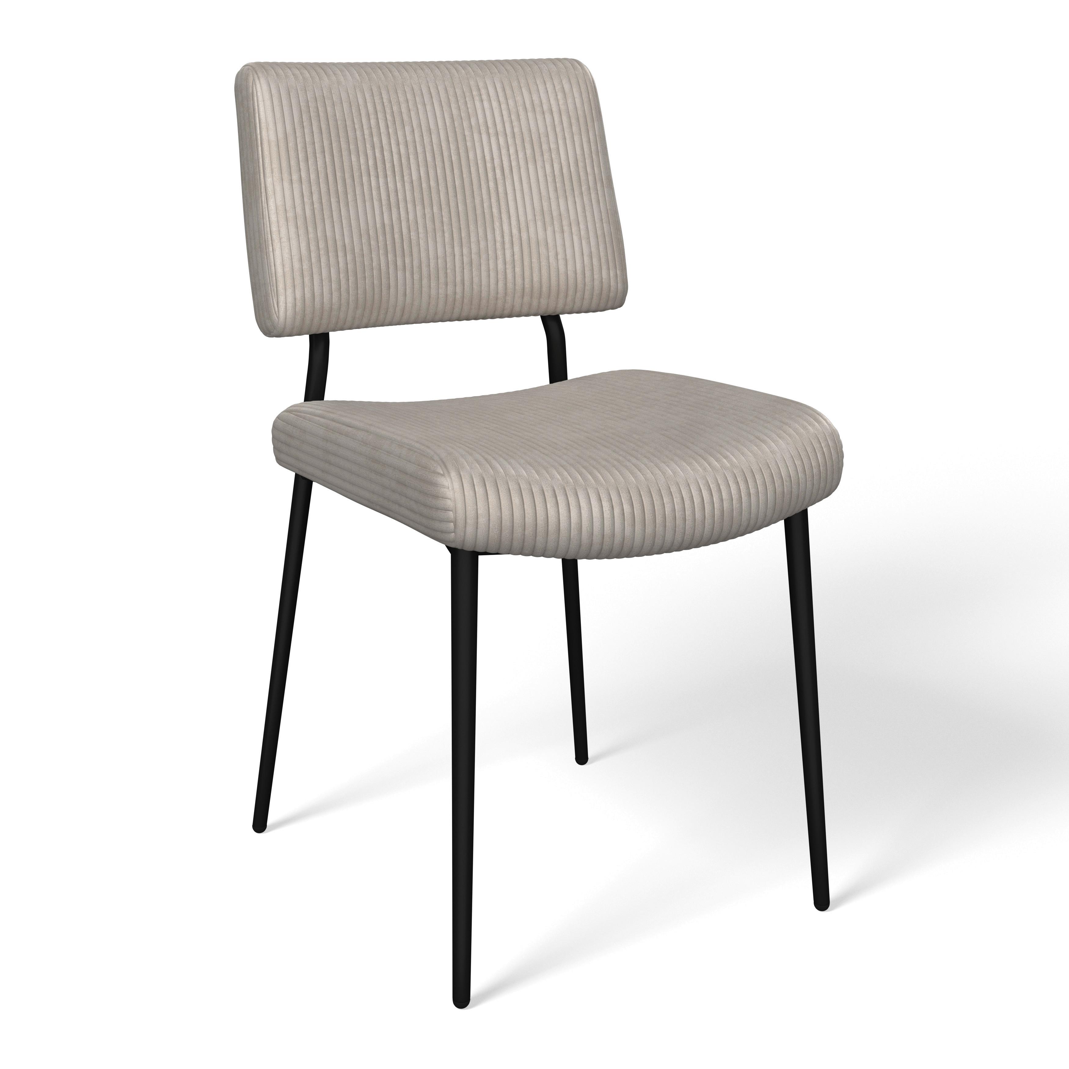 Stuhl Elia Beige Cord Gepolstert - Beige/Schwarz, MODERN, Holz/Textil (56/85/47cm) - Bessagi Home