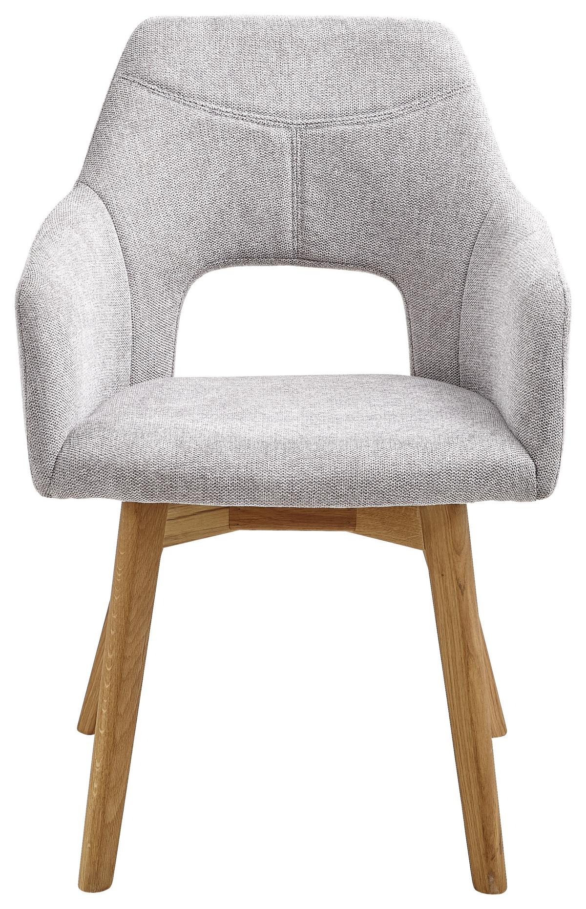 KRZESŁO Z PODŁOKIETNIKAMI EVITA - kolor dębowy/jasnoszary, Design, tkanina/drewno (57/84/57cm) - Voleo