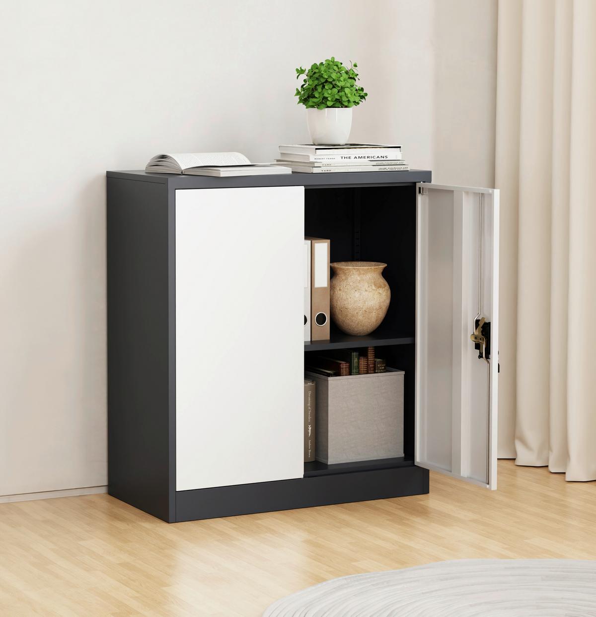 Aktenschrank Malivo - Weiss/Anthrazit, Konventionell, Metall (80/90/40cm) - MID.YOU