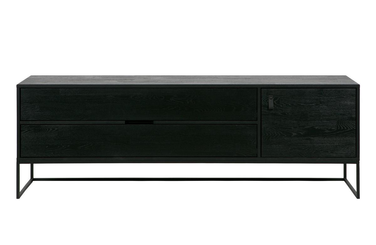 Lowboard Silas Schwarz - Schwarz, Design, Leder/Holz (180/60,5/44cm) - Livetastic