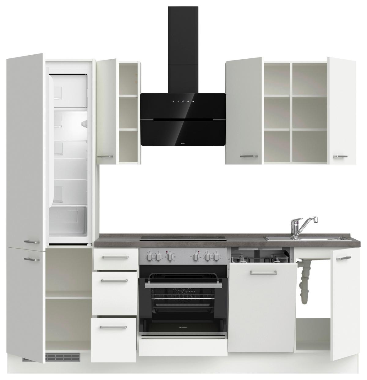 Küchenleerblock Touch High o. Geräte Weiß - Edelstahlfarben/Weiß, MODERN, Holzwerkstoff/Metall (240cm) - Nobilia