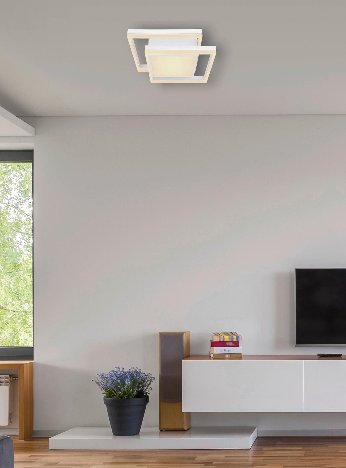 LED-Deckenleuchte Squares Opal/Weiß max. 22 Watt - Opal/Weiß, Basics, Kunststoff/Metall (41,5/41,5/10,5cm) - Globo