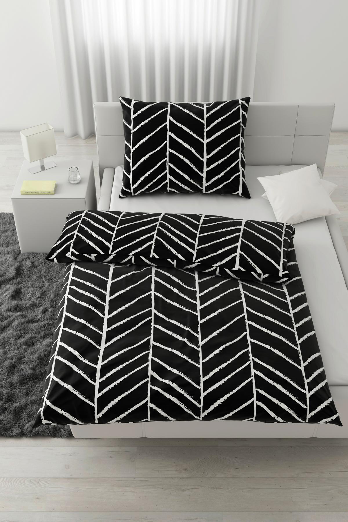 Posteljnina Marble, Črna, 60/80, 140/200 - črna, Konvencionalno, tekstil (140/200cm) - Modern Living