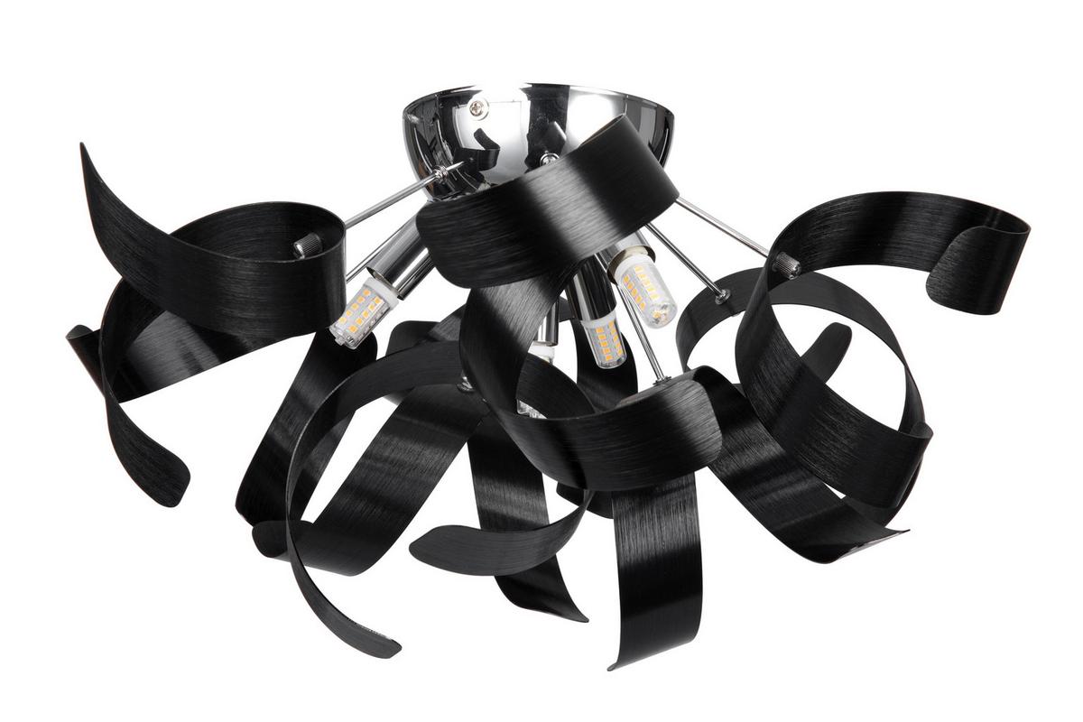 LAMPA SUFITOWA LED CURLY - czarny/kolor chromowy, Design, metal (42/24cm)