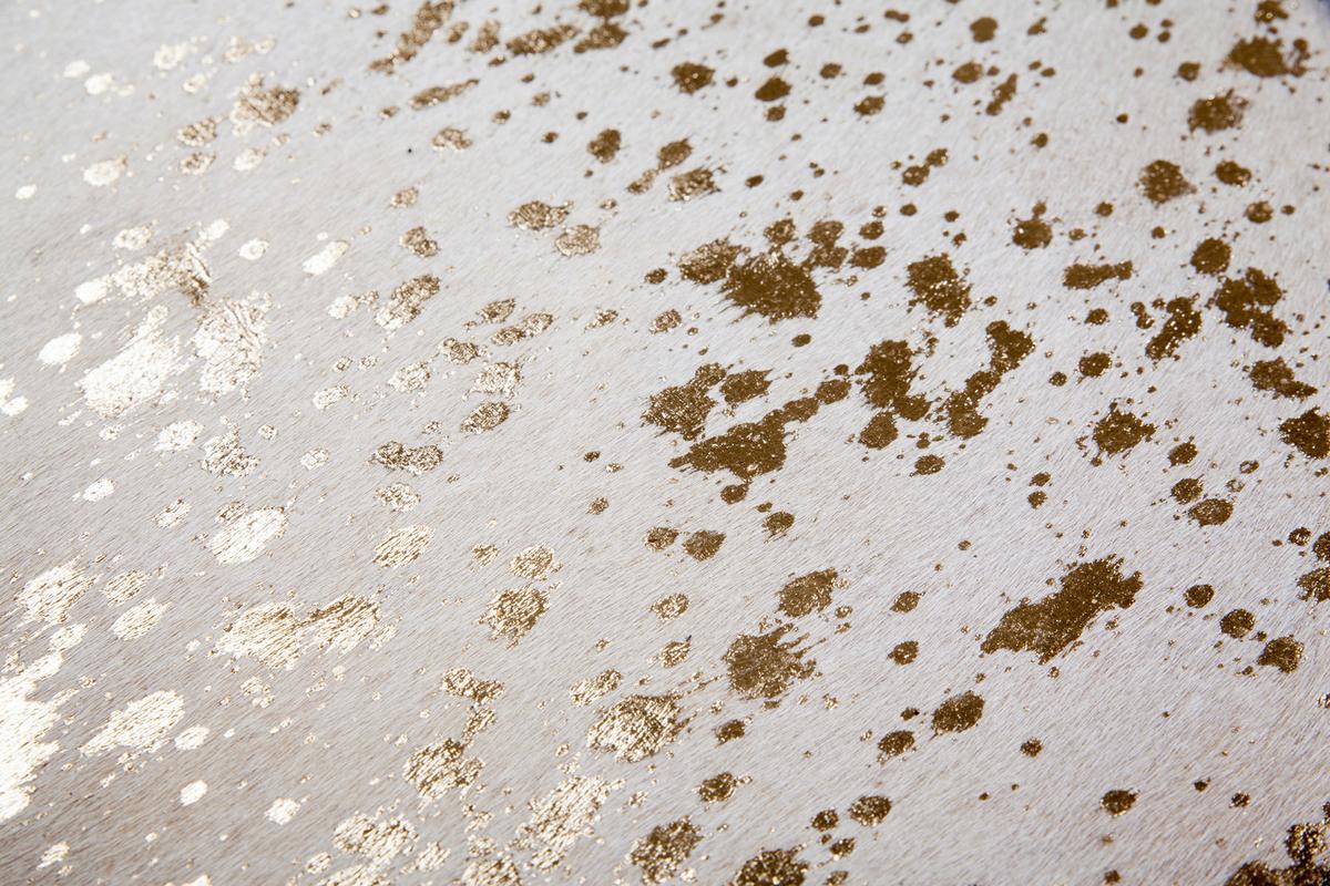 FLACHWEBETEPPICH GLAM 110 ELFENBEIN / GOLD - Goldfarben/Creme, Konventionell, Leder (1.35qm) - Kayoom