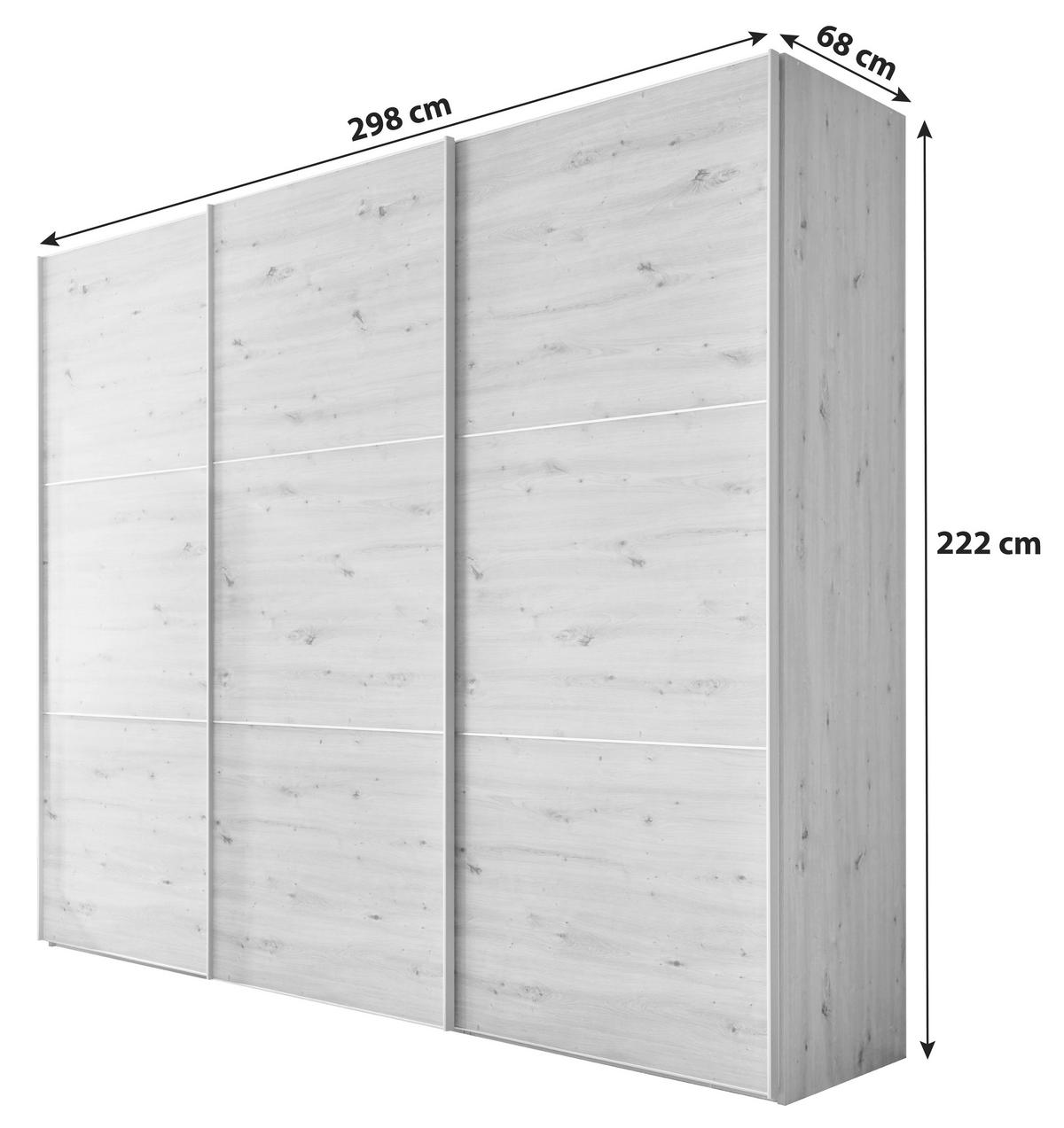 Ormar S Kliznim Vratima Includo - hrast Artisan/boje aluminija, Moderno (298/222/68cm) - Premium Living