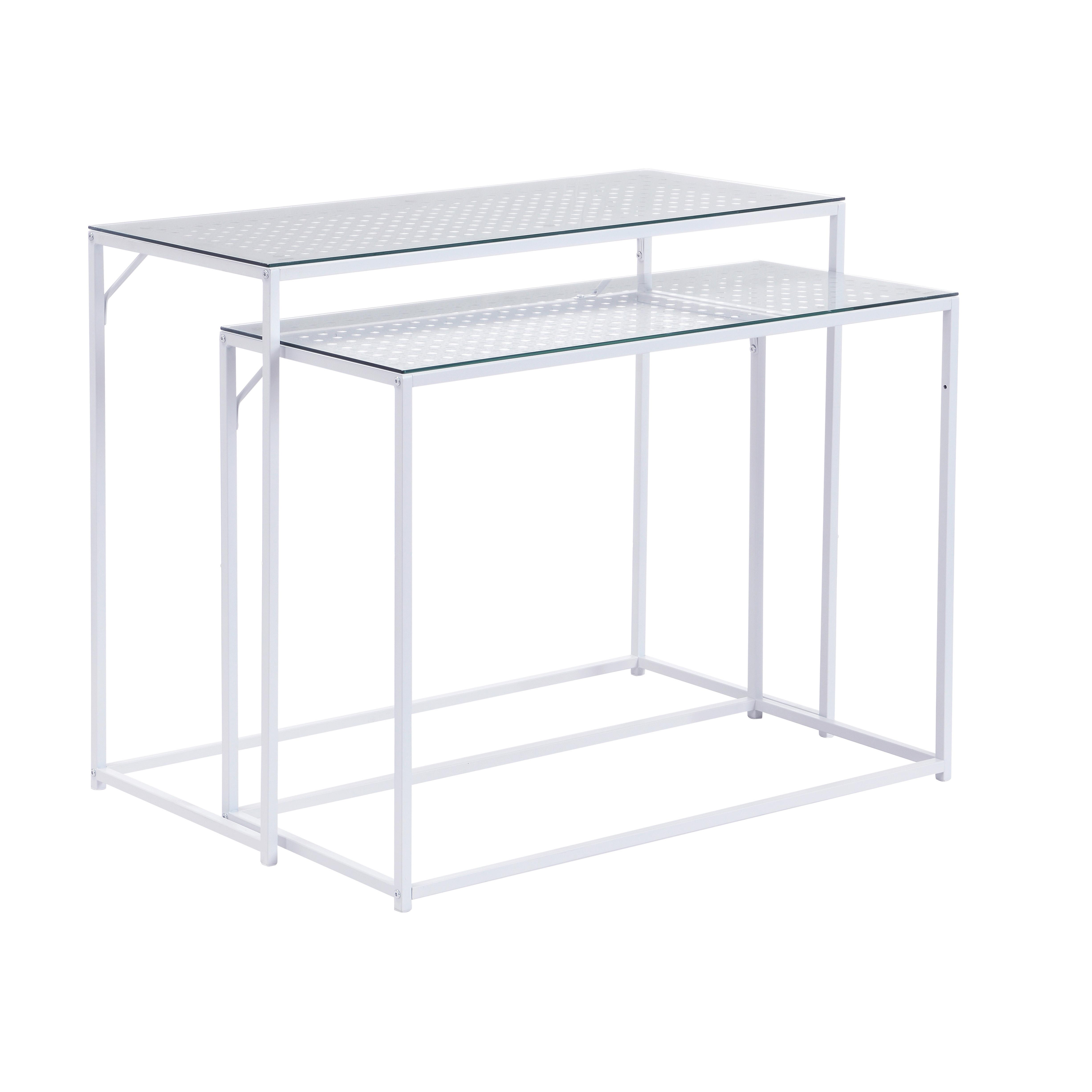 Beistelltischset Wl7.332 - Weiss, Design, Glas/Metall (100/40/77cm) - MID.YOU
