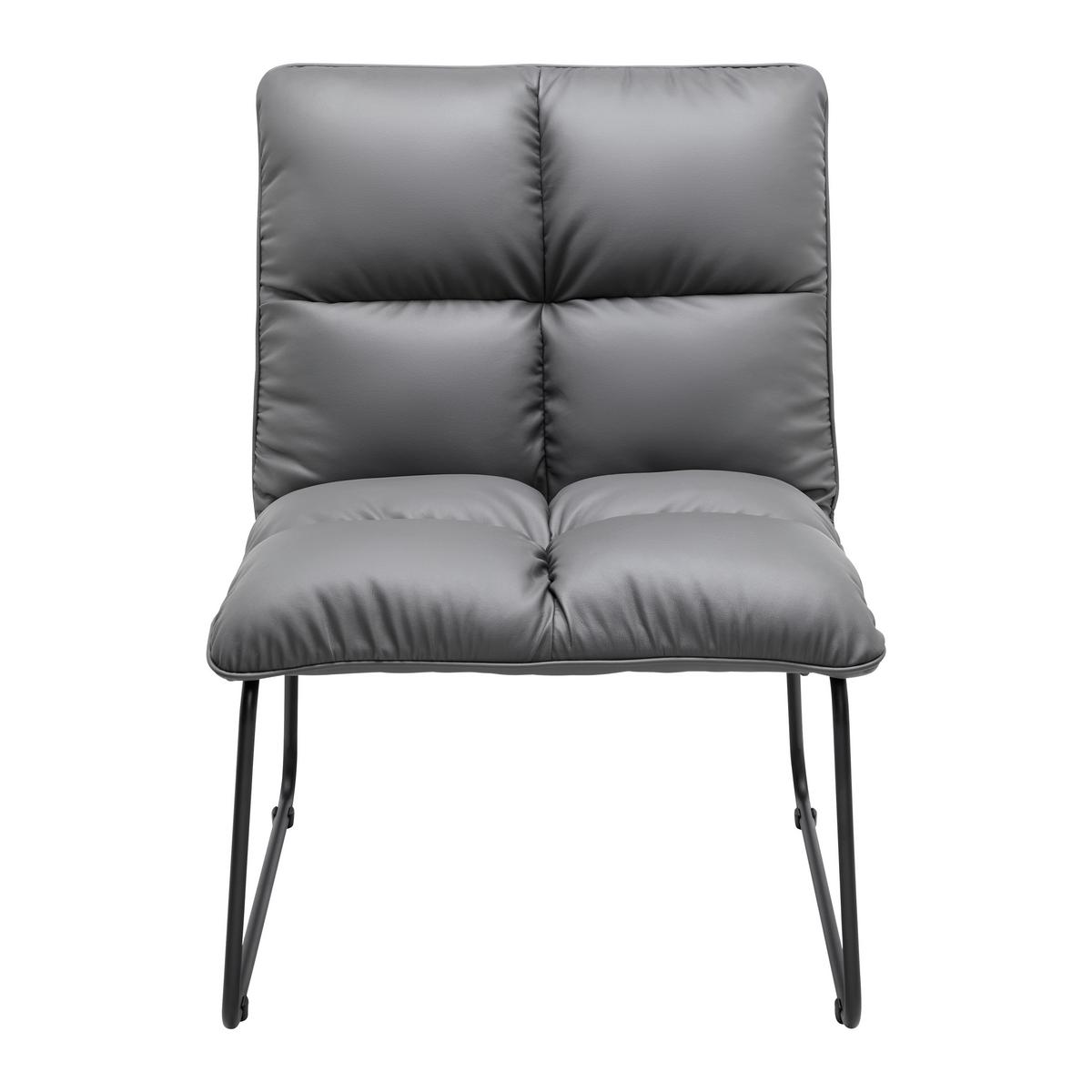 Relaxsessel Eleina Grau Lederlook - Schwarz/Grau, MODERN, Textil/Metall (71/82/70cm) - Bessagi Home