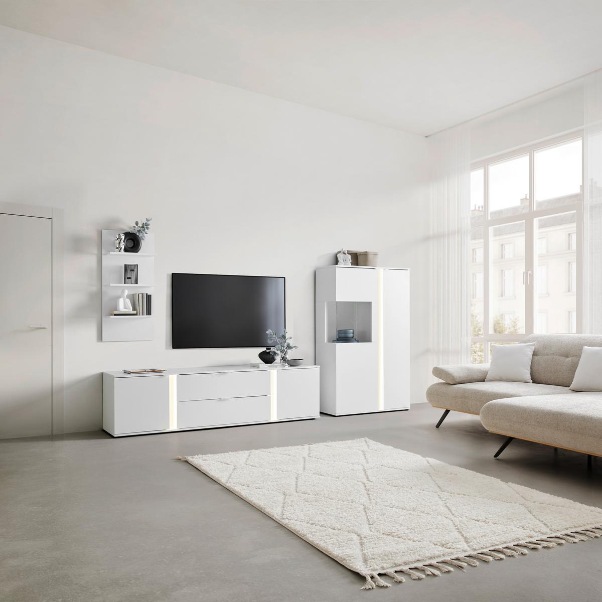 TV-Element Delio Weiß - Schwarz/Weiß, MODERN, Holzwerkstoff/Kunststoff (190/150/42cm) - Mömax